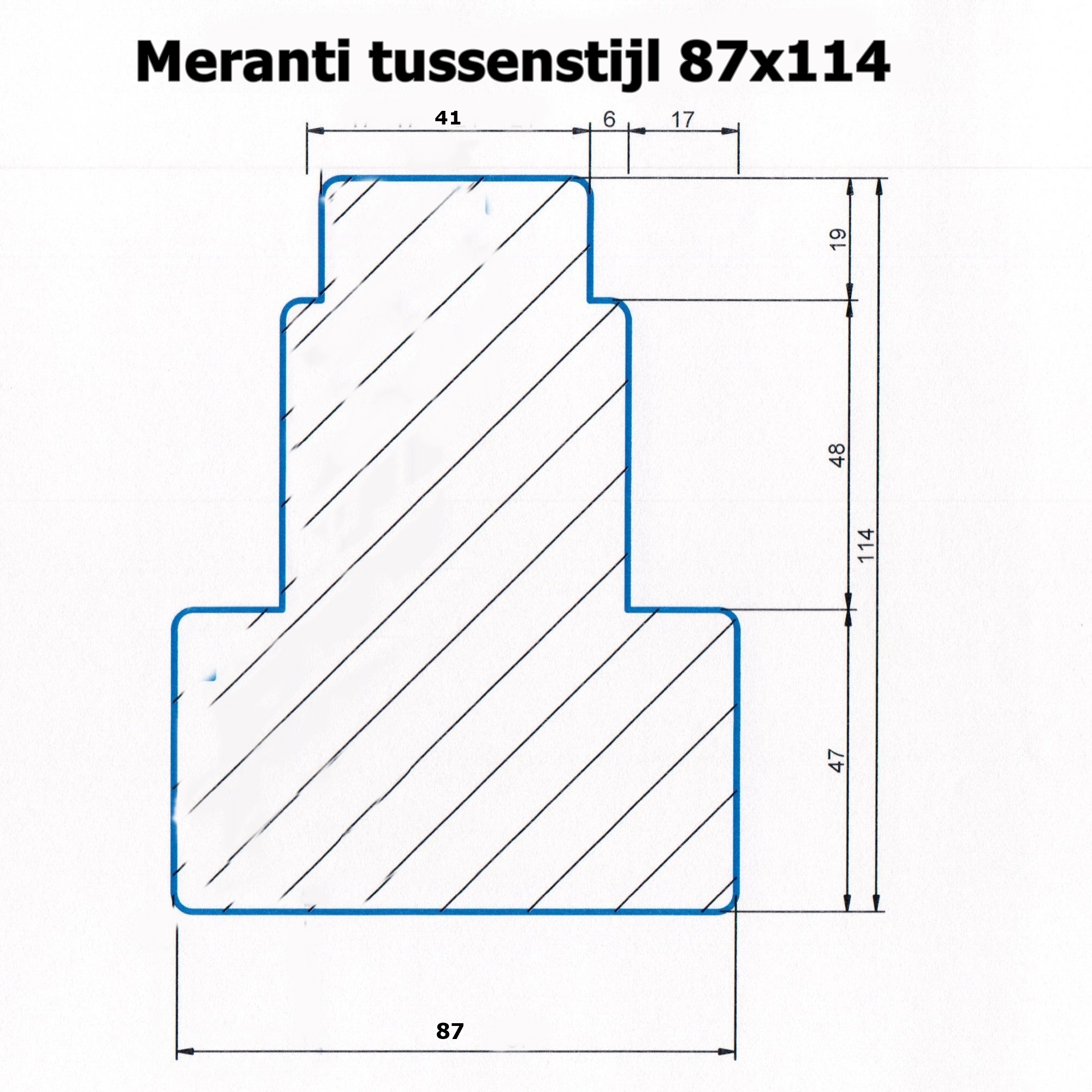 Meranti 87x114 kozijnhout tussenstijl L=3050 mm